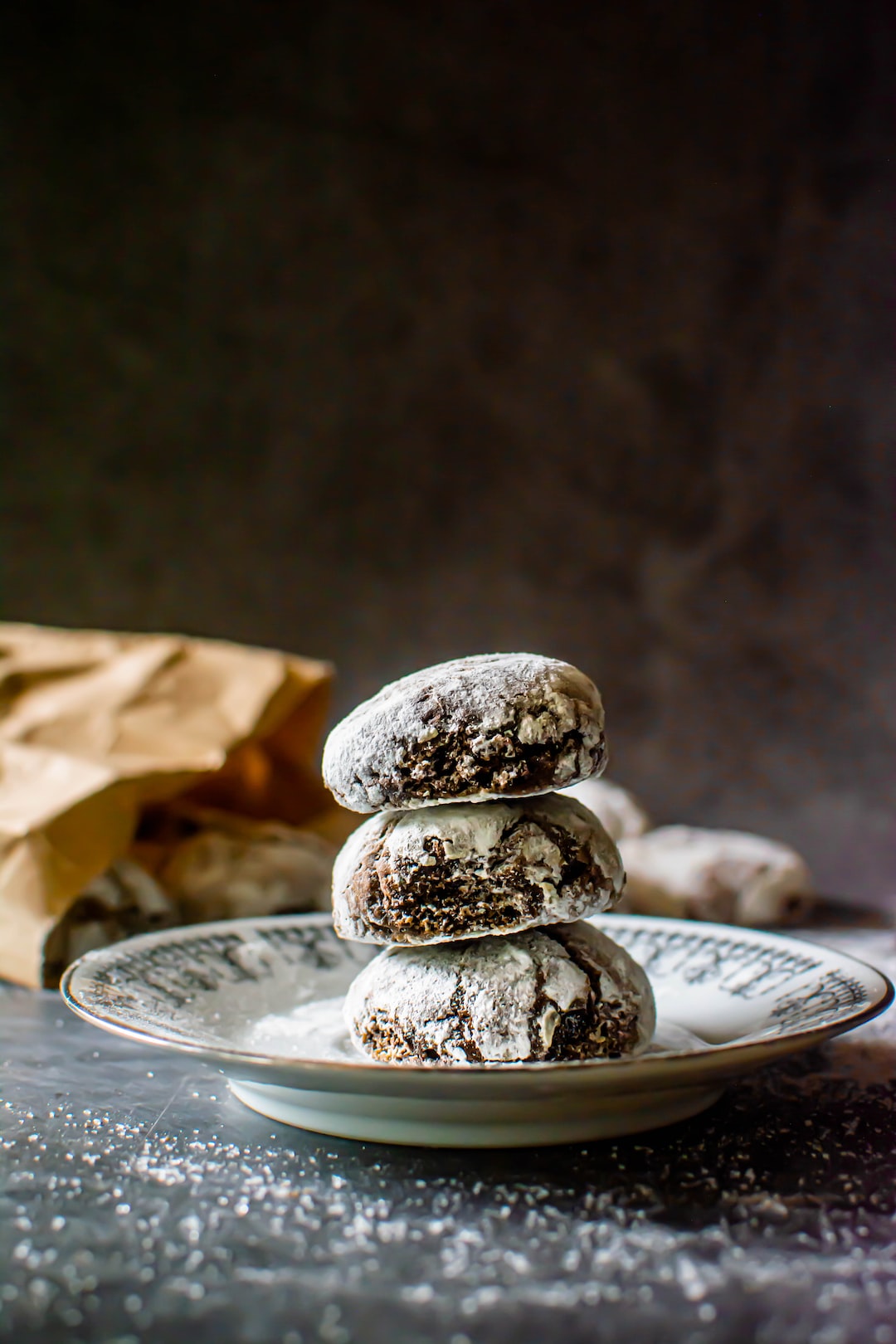 white and brown cookies on silver round plate